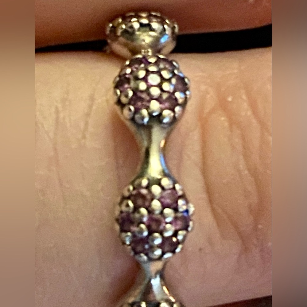 Pandora purple stone sterling silver 925 pods ring in size 8 - Picture 2 of 5